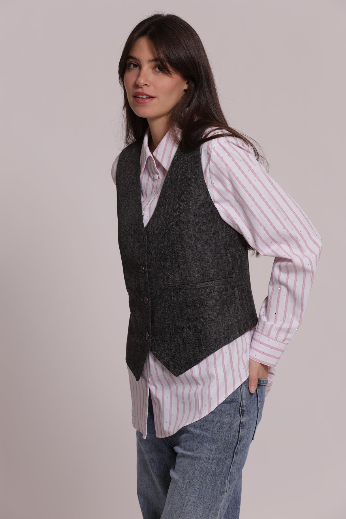 GILET TWEED A SPIGA DI PESCE