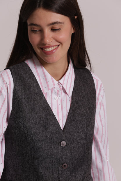 GILET TWEED A SPIGA DI PESCE