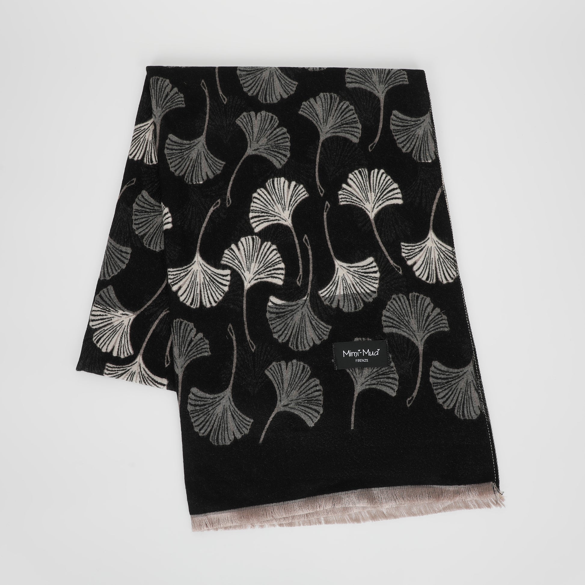 SCIARPA CON FOGLIE GINKGO