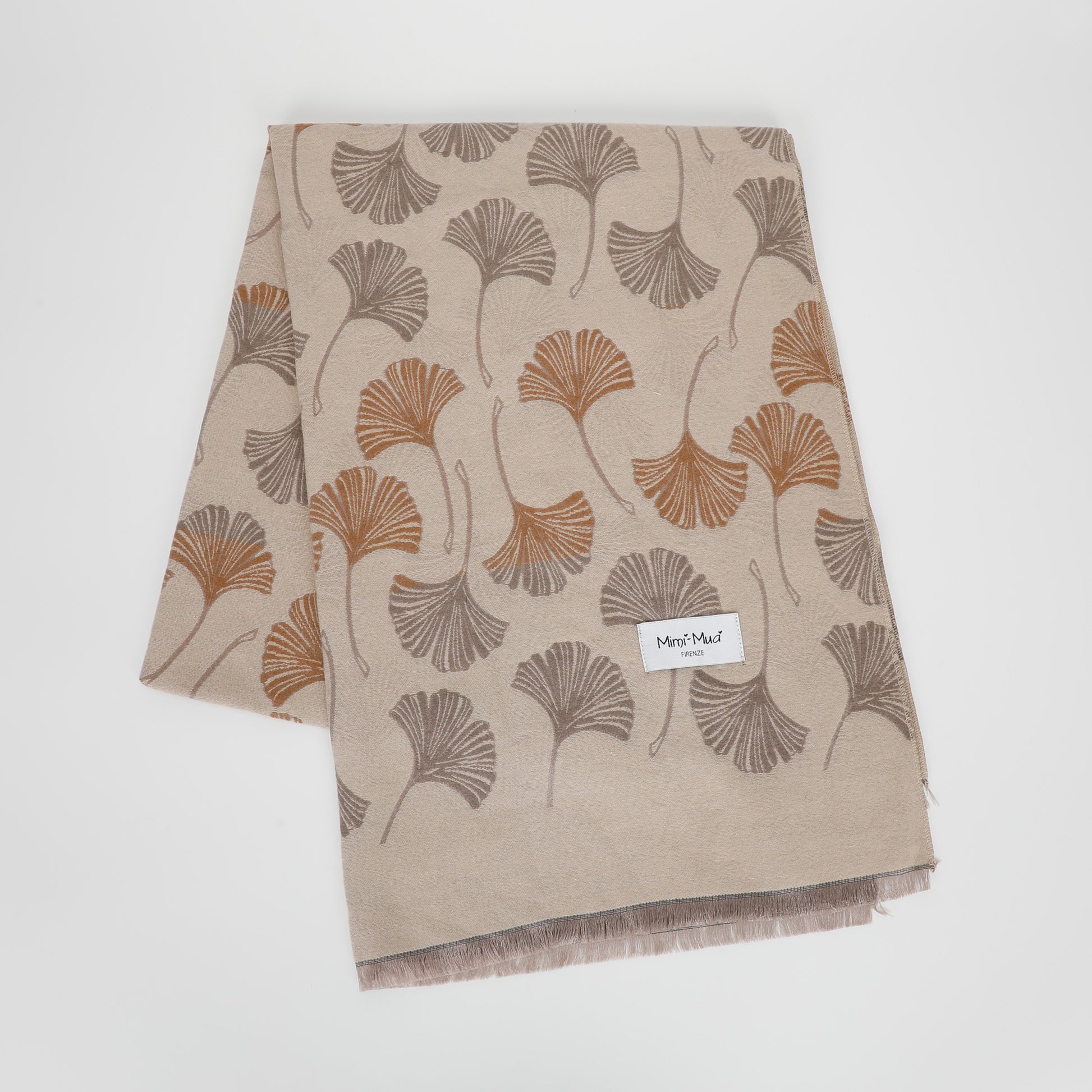 SCIARPA CON FOGLIE GINKGO