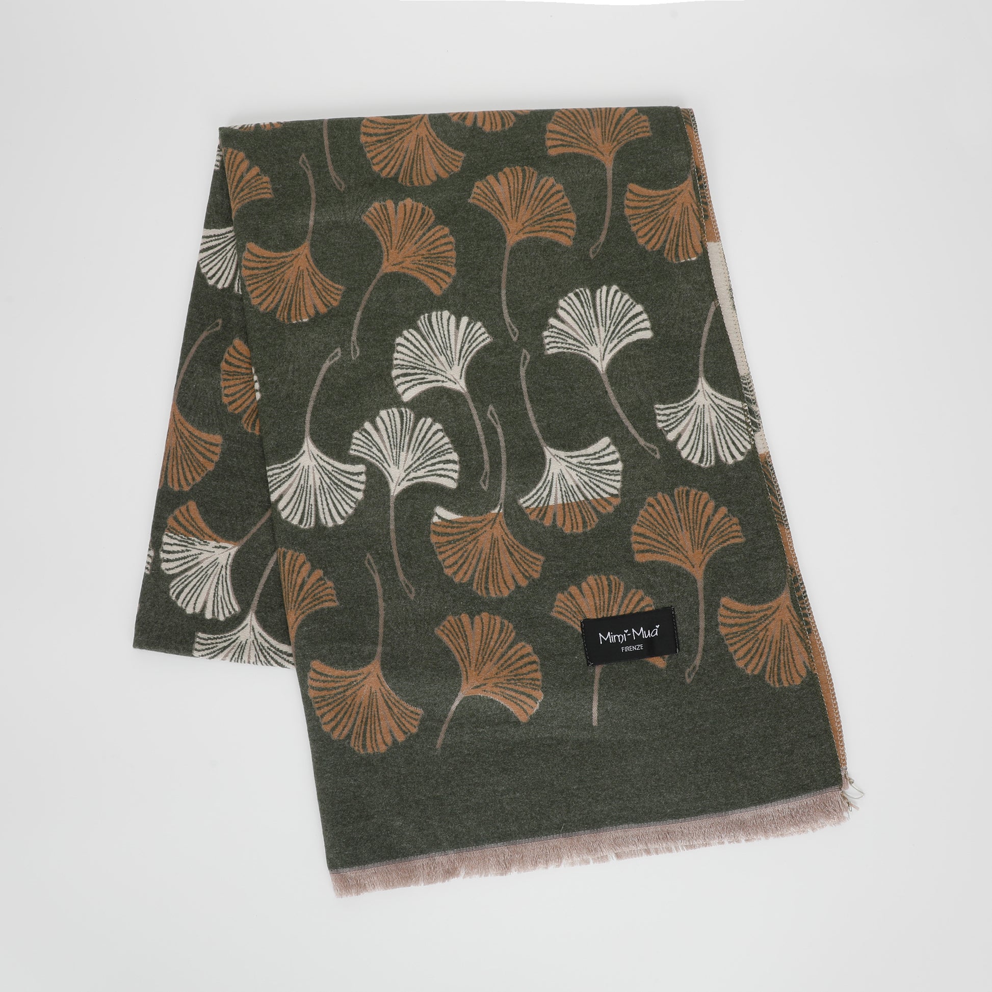 SCIARPA CON FOGLIE GINKGO
