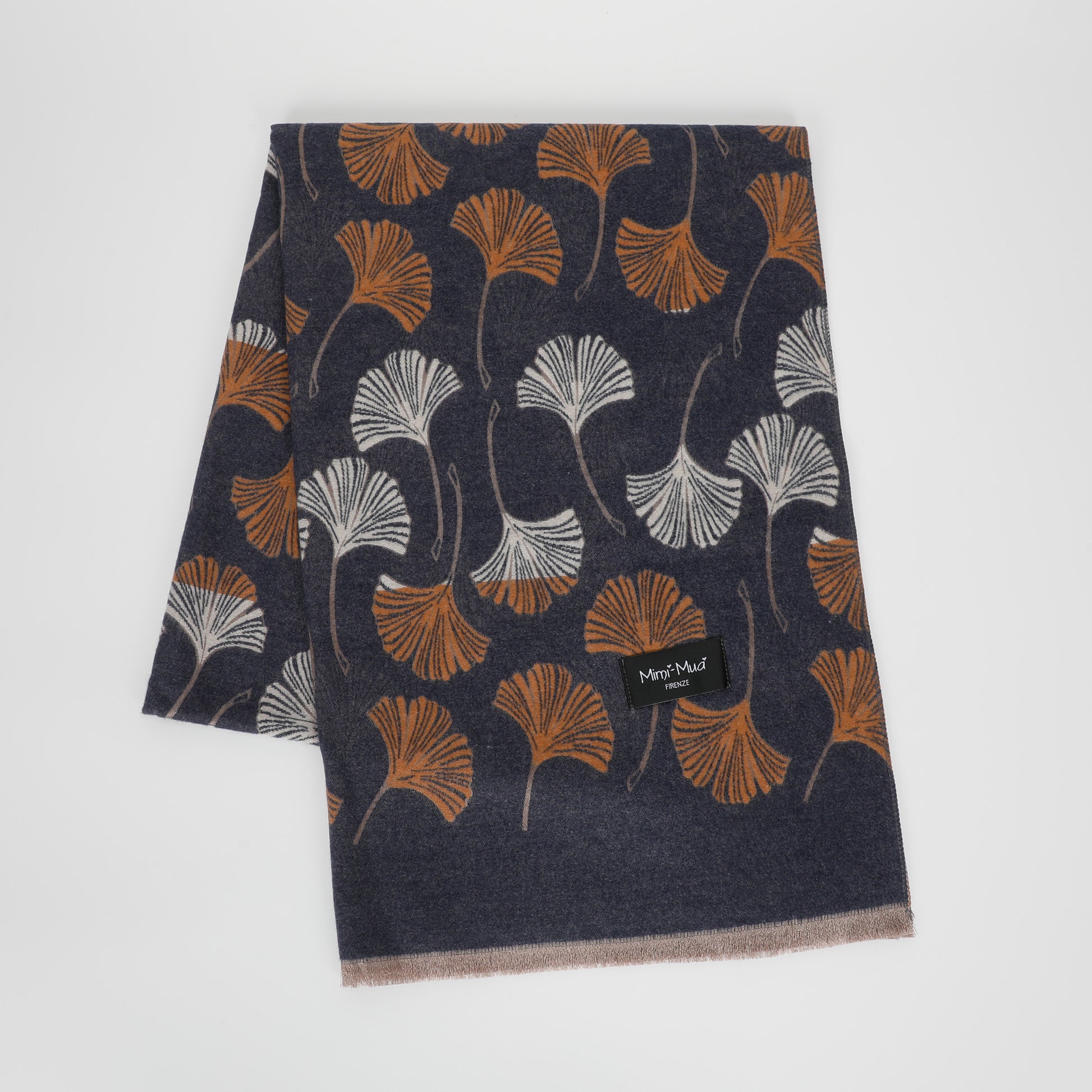 SCIARPA CON FOGLIE GINKGO
