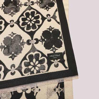 SCIARPA CON ORNAMENTI E FIORI ASTRATTI