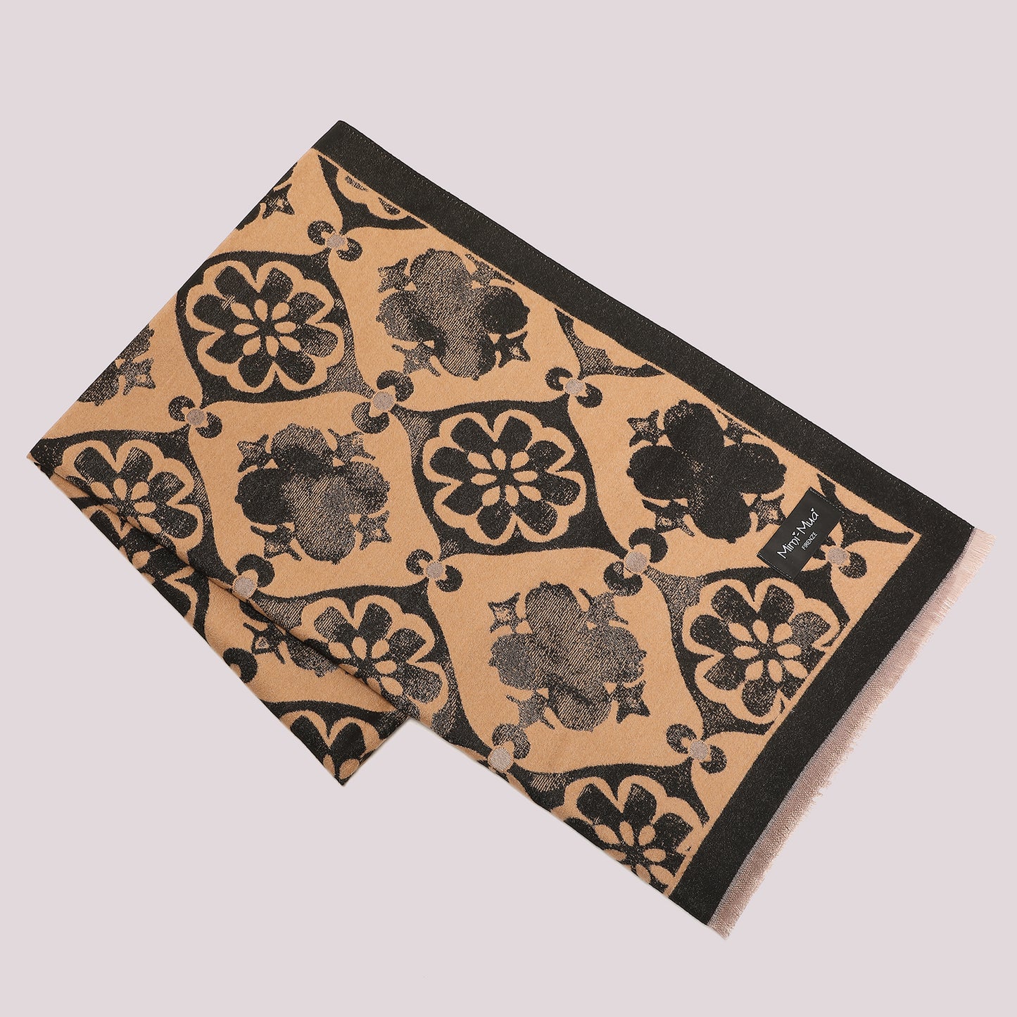SCIARPA CON ORNAMENTI E FIORI ASTRATTI