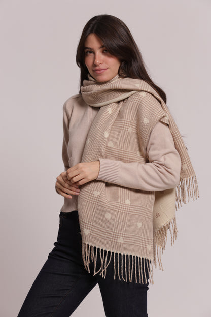 SCIARPA CON RIGHE E CUORICINI