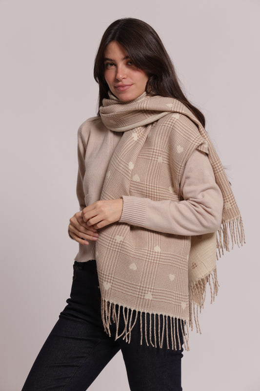 SCIARPA CON RIGHE E CUORICINI