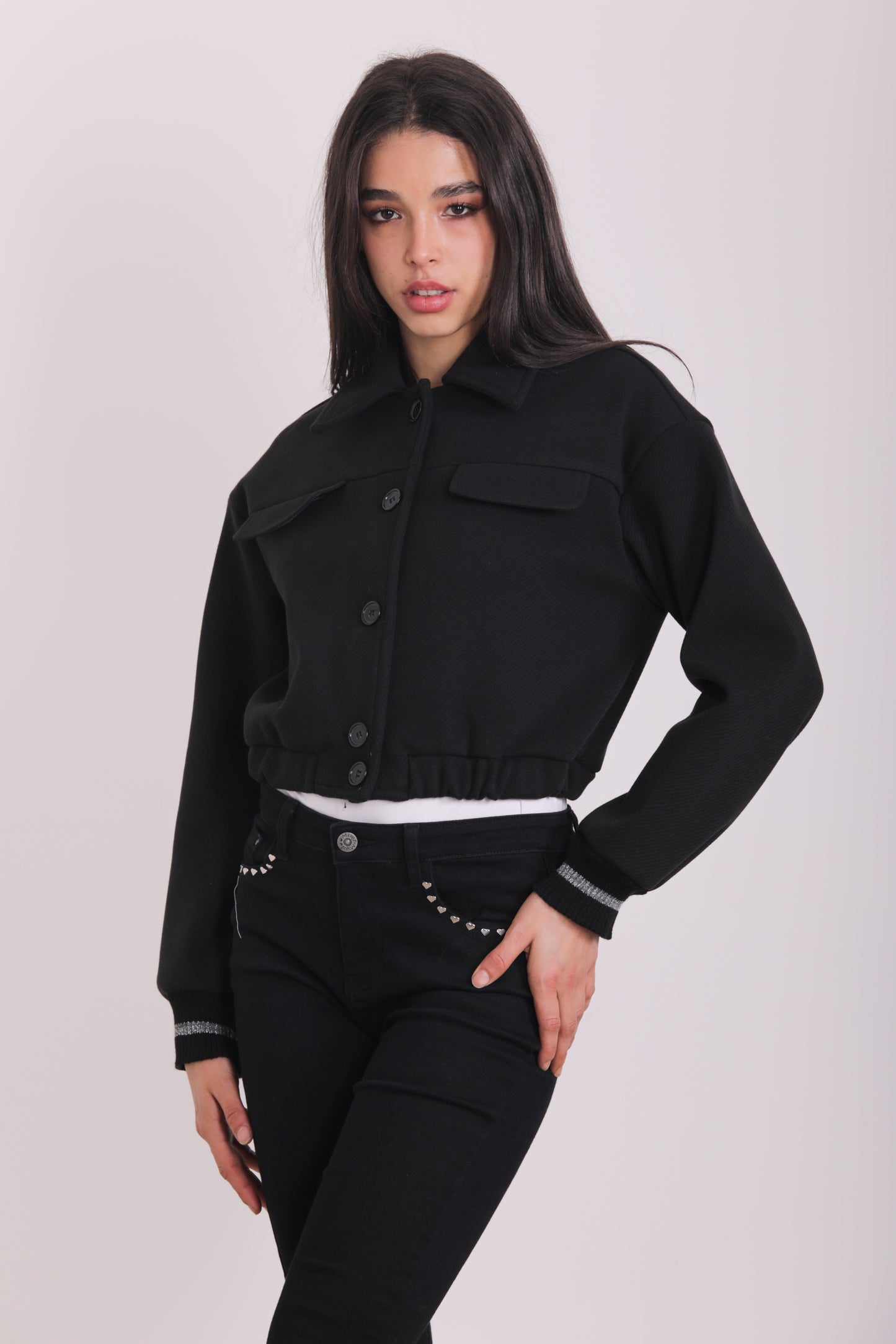 CAPPOTTO CROPPED CON TASCHE