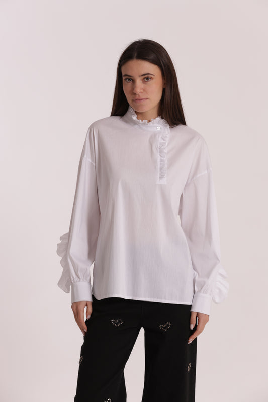 BLUSA DI COTONE CON DETTAGLI ROUCHES