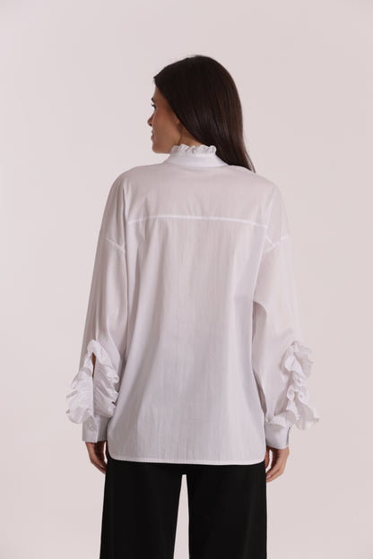 BLUSA DI COTONE CON DETTAGLI ROUCHES