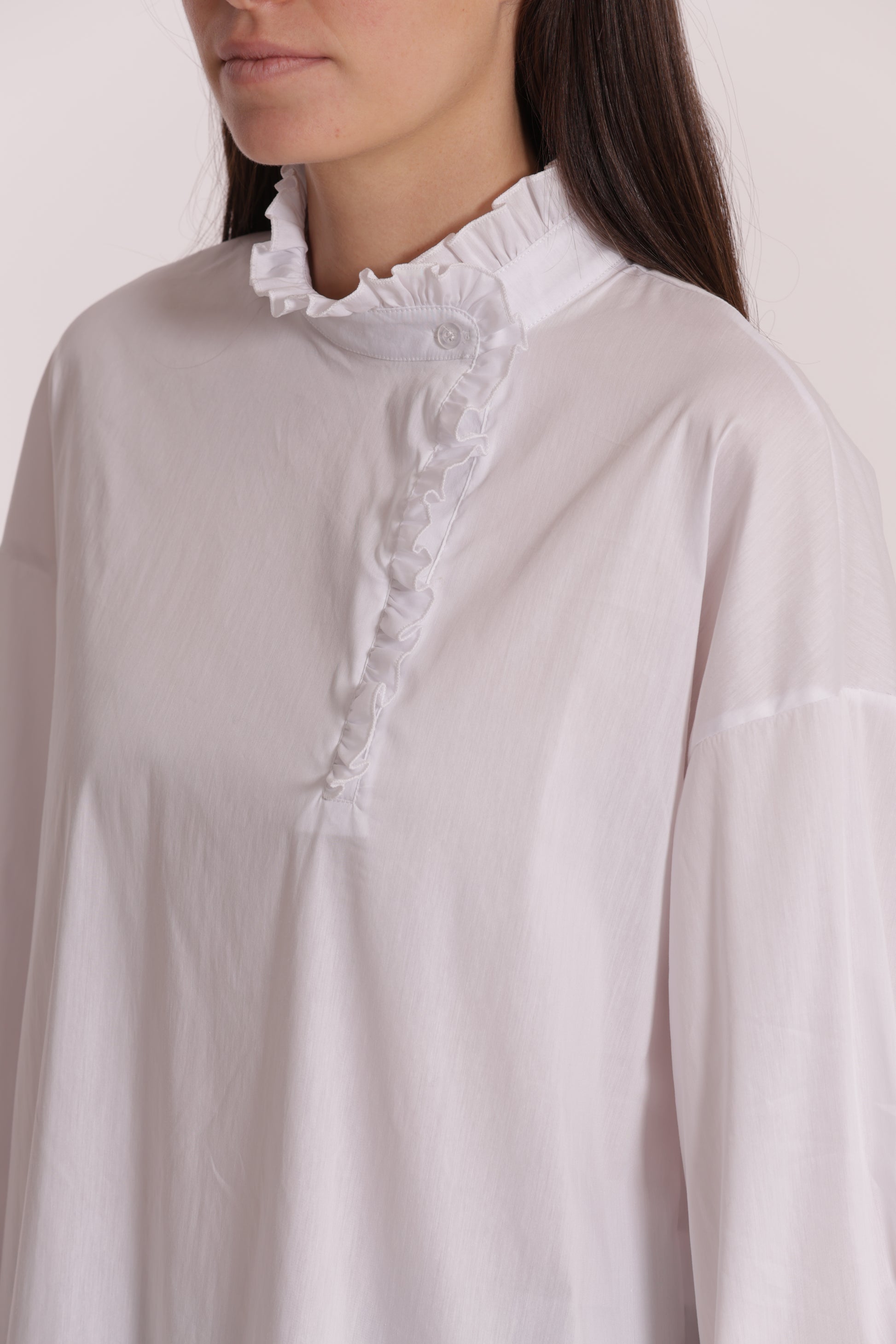 BLUSA DI COTONE CON DETTAGLI ROUCHES