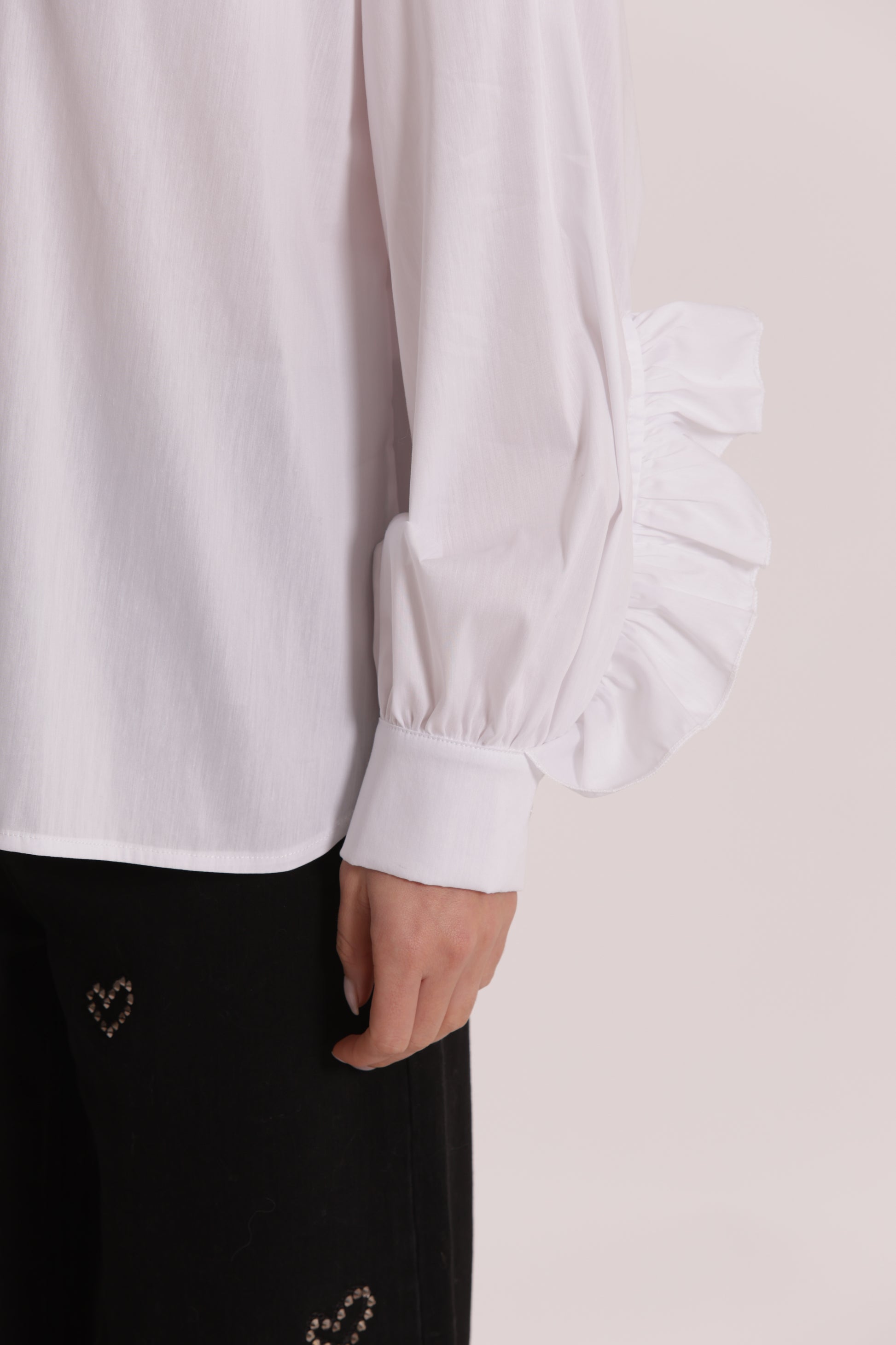 BLUSA DI COTONE CON DETTAGLI ROUCHES
