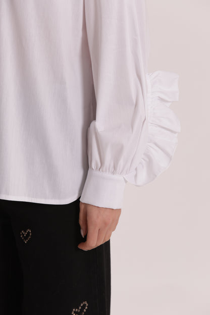 BLUSA DI COTONE CON DETTAGLI ROUCHES
