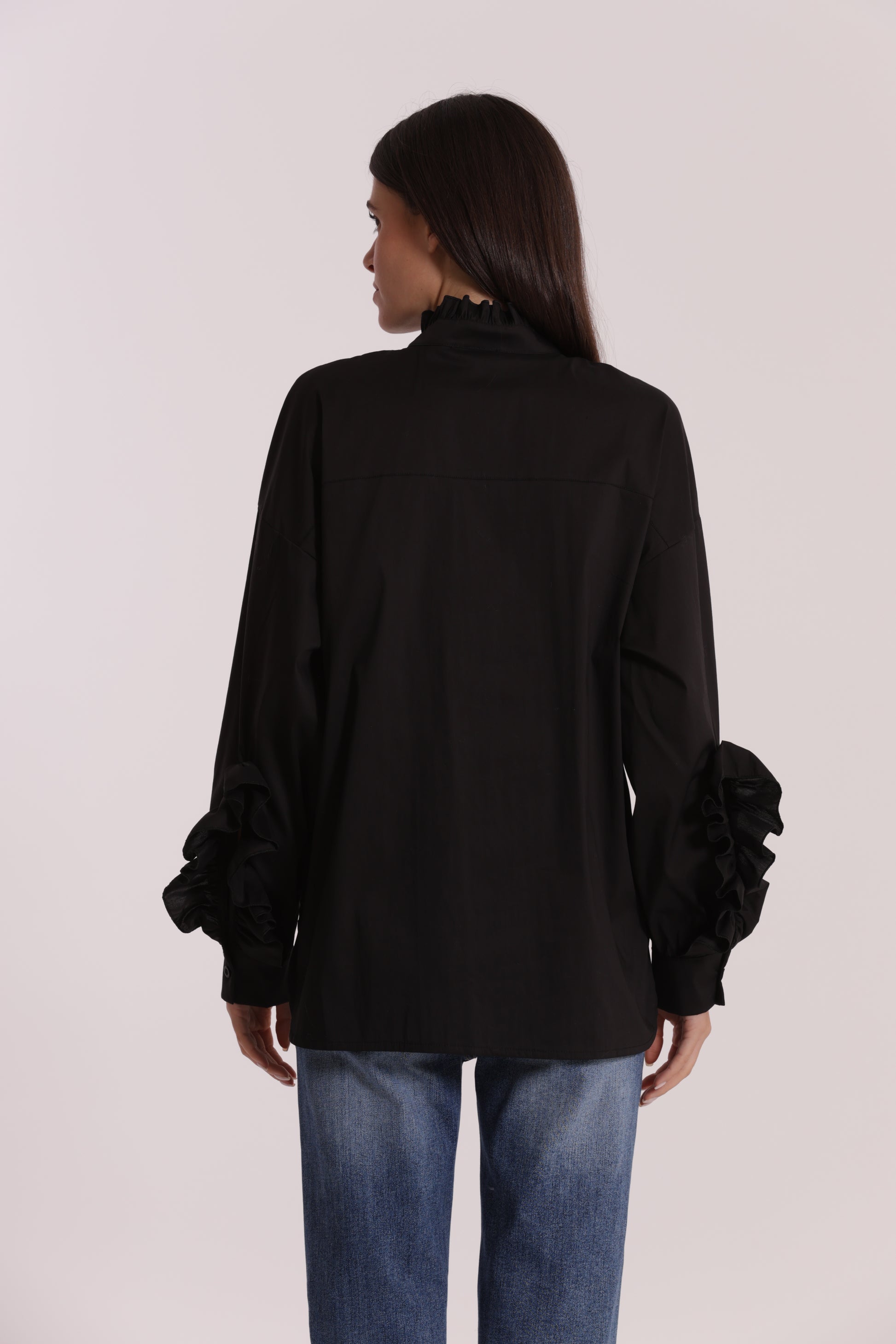 BLUSA DI COTONE CON DETTAGLI ROUCHES