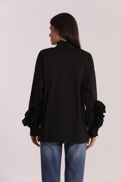 BLUSA DI COTONE CON DETTAGLI ROUCHES
