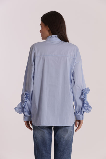 BLUSA DI COTONE CON DETTAGLI ROUCHES