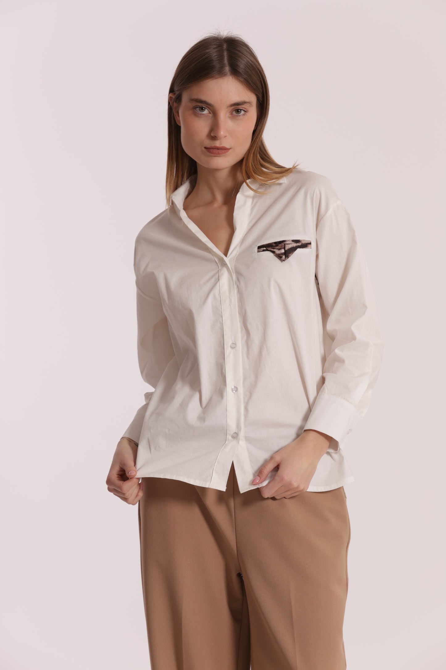CAMICIA OVER DI COTONE CON DETTAGLIO ANIMALIER