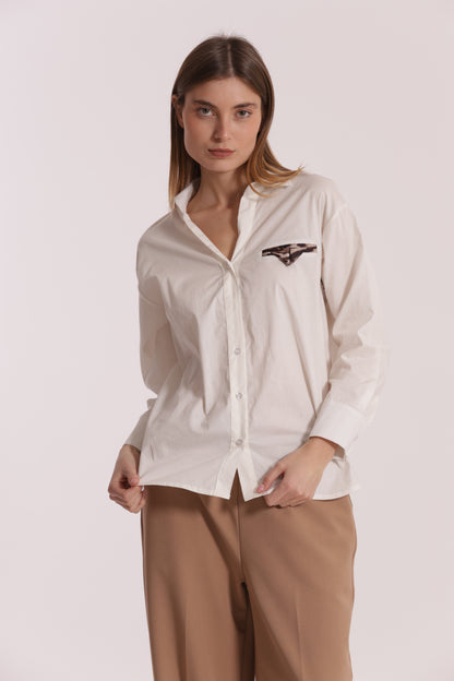 CAMICIA OVER DI COTONE CON DETTAGLIO ANIMALIER