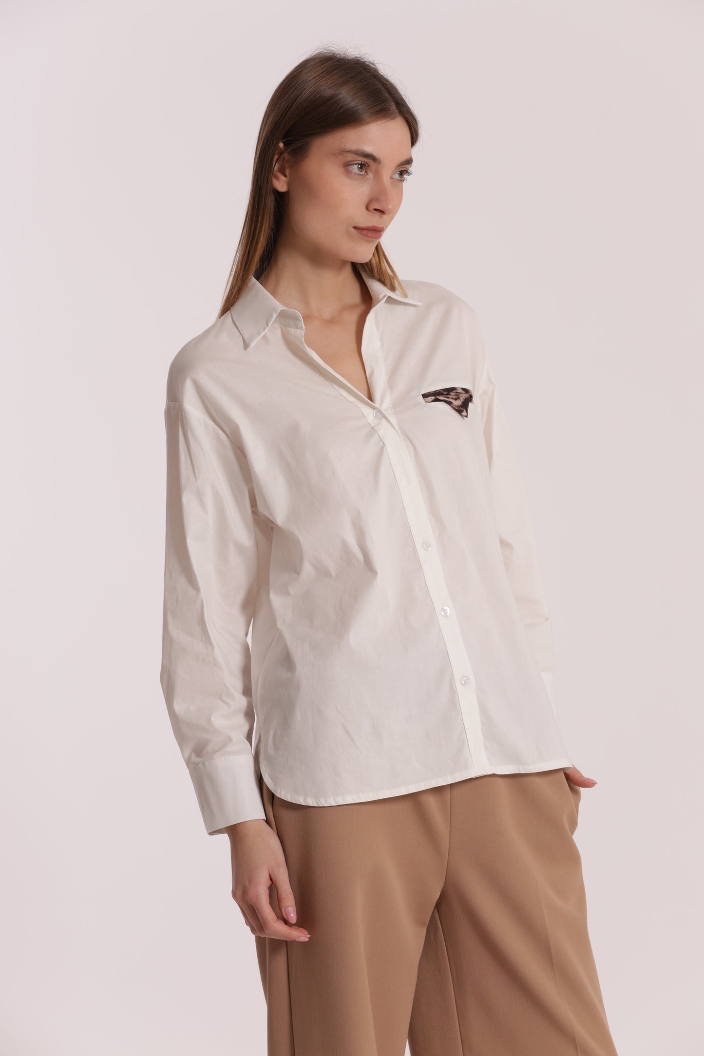 CAMICIA OVER DI COTONE CON DETTAGLIO ANIMALIER