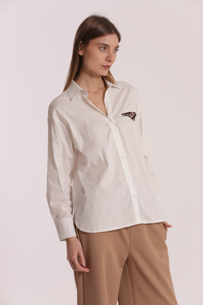 CAMICIA OVER DI COTONE CON DETTAGLIO ANIMALIER