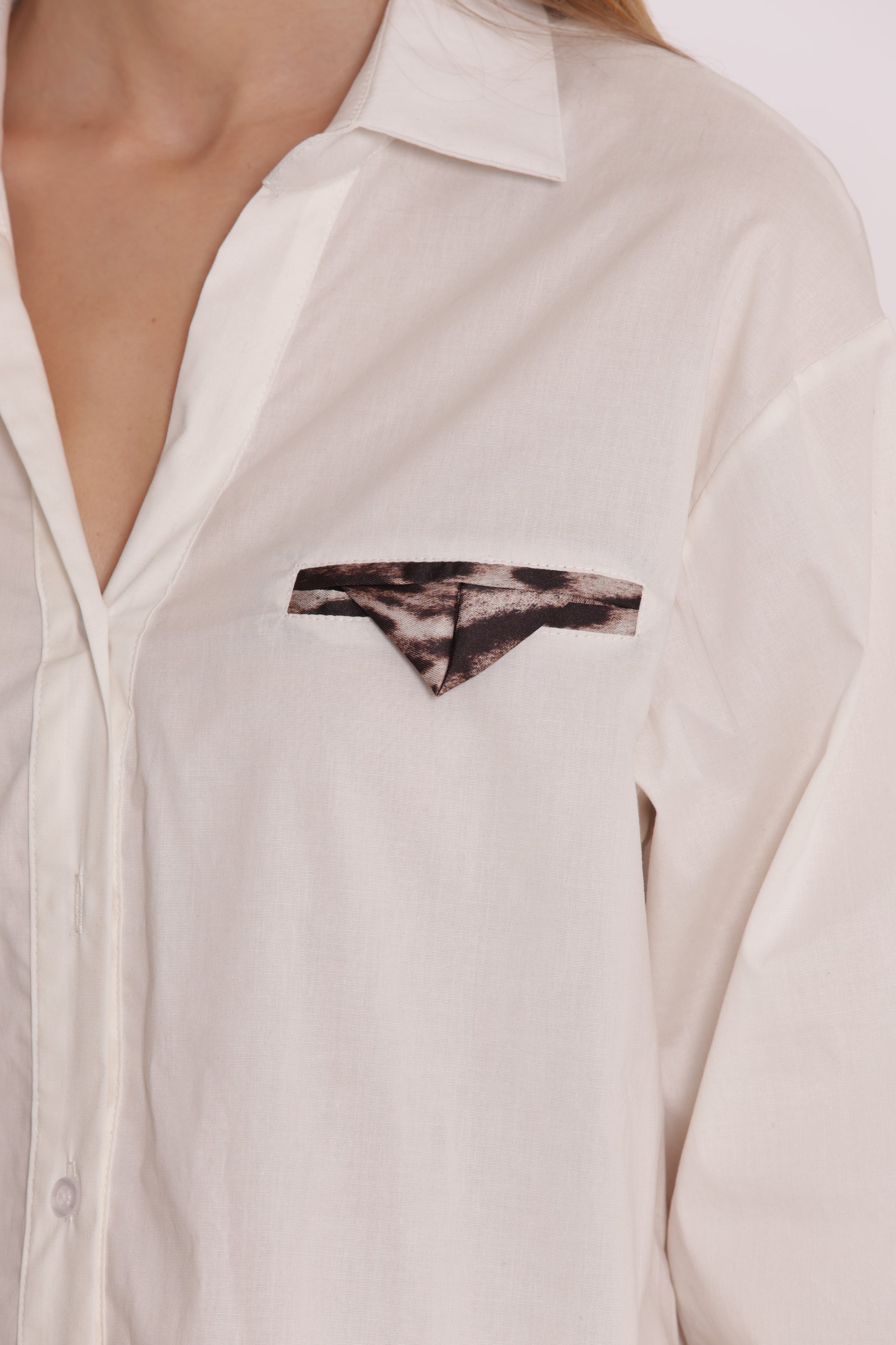 CAMICIA OVER DI COTONE CON DETTAGLIO ANIMALIER
