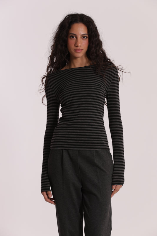 MAGLIA SCOLLO TONDO A RIGHE