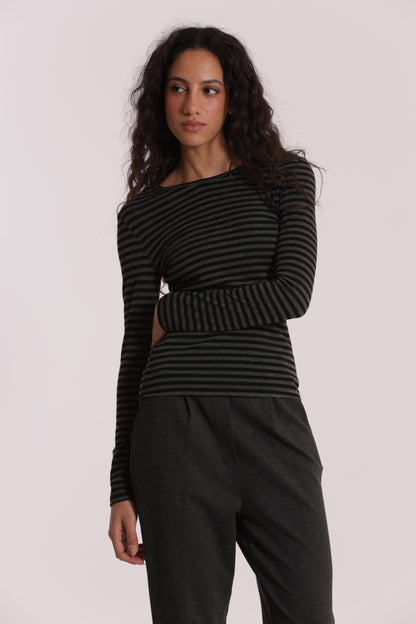 MAGLIA SCOLLO TONDO A RIGHE