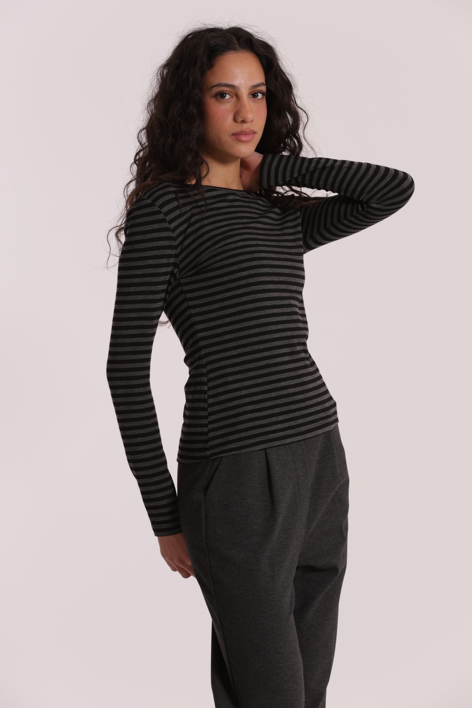 MAGLIA SCOLLO TONDO A RIGHE