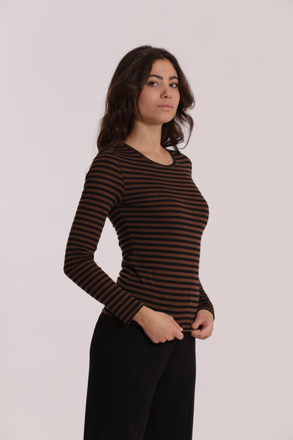 MAGLIA SCOLLO TONDO A RIGHE