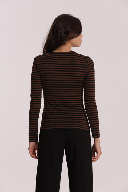 MAGLIA SCOLLO TONDO A RIGHE