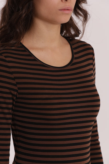 MAGLIA SCOLLO TONDO A RIGHE