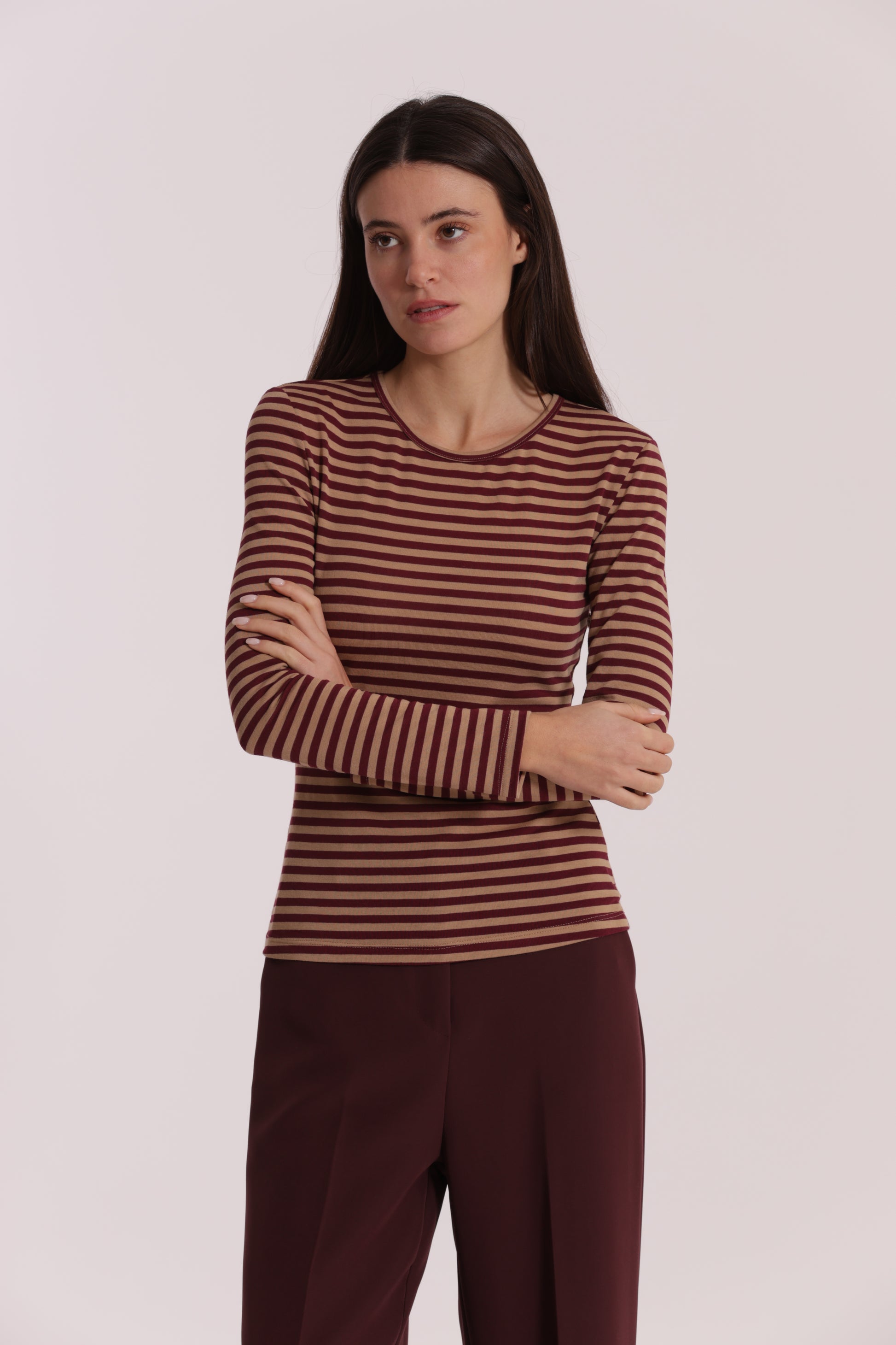 MAGLIA SCOLLO TONDO A RIGHE