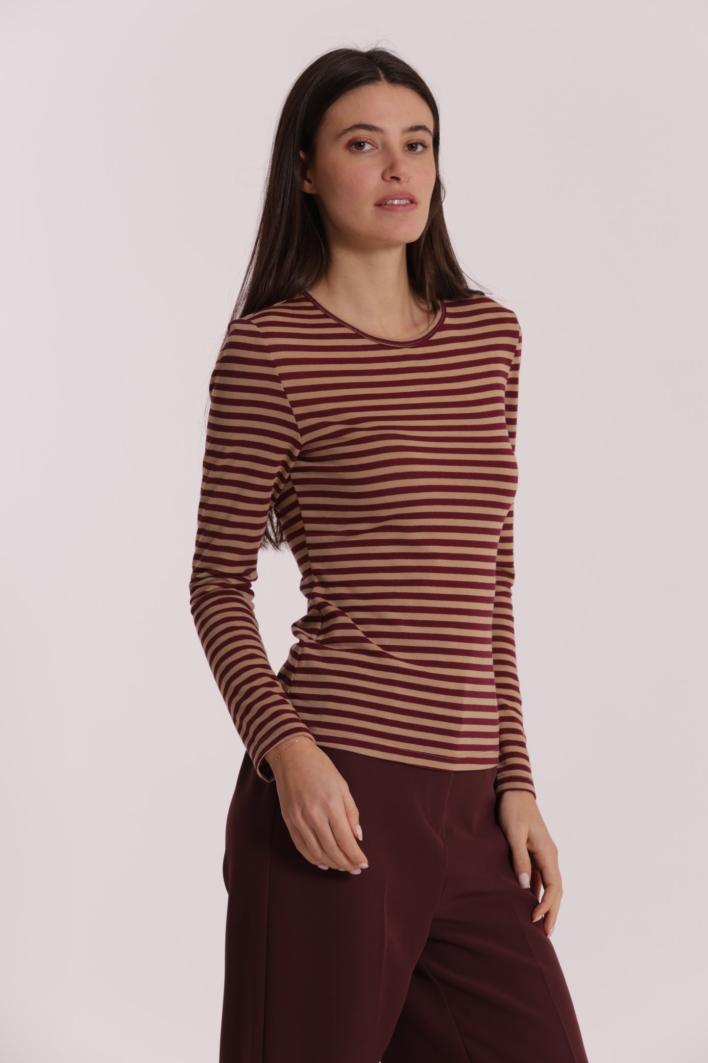MAGLIA SCOLLO TONDO A RIGHE