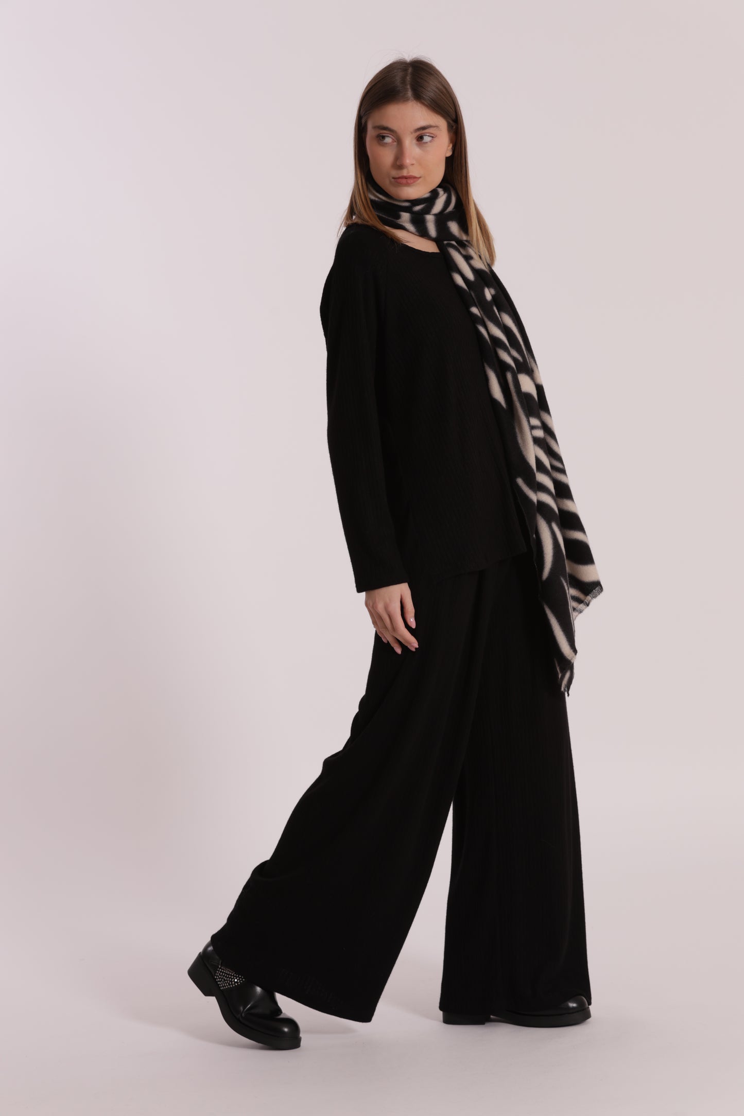 PANTALONE PALAZZO IN MAGLIA A COSTE