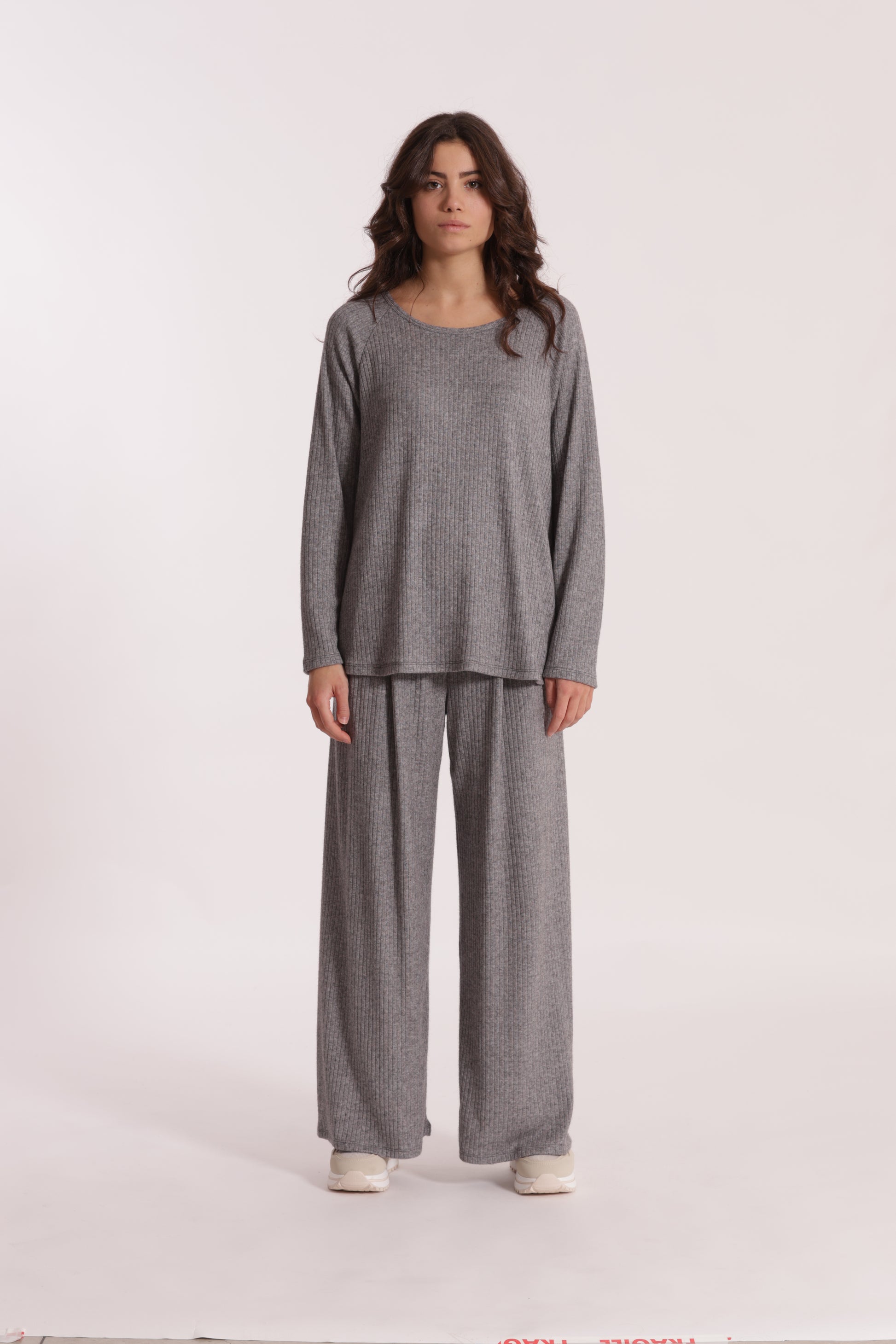 PANTALONE PALAZZO IN MAGLIA A COSTE