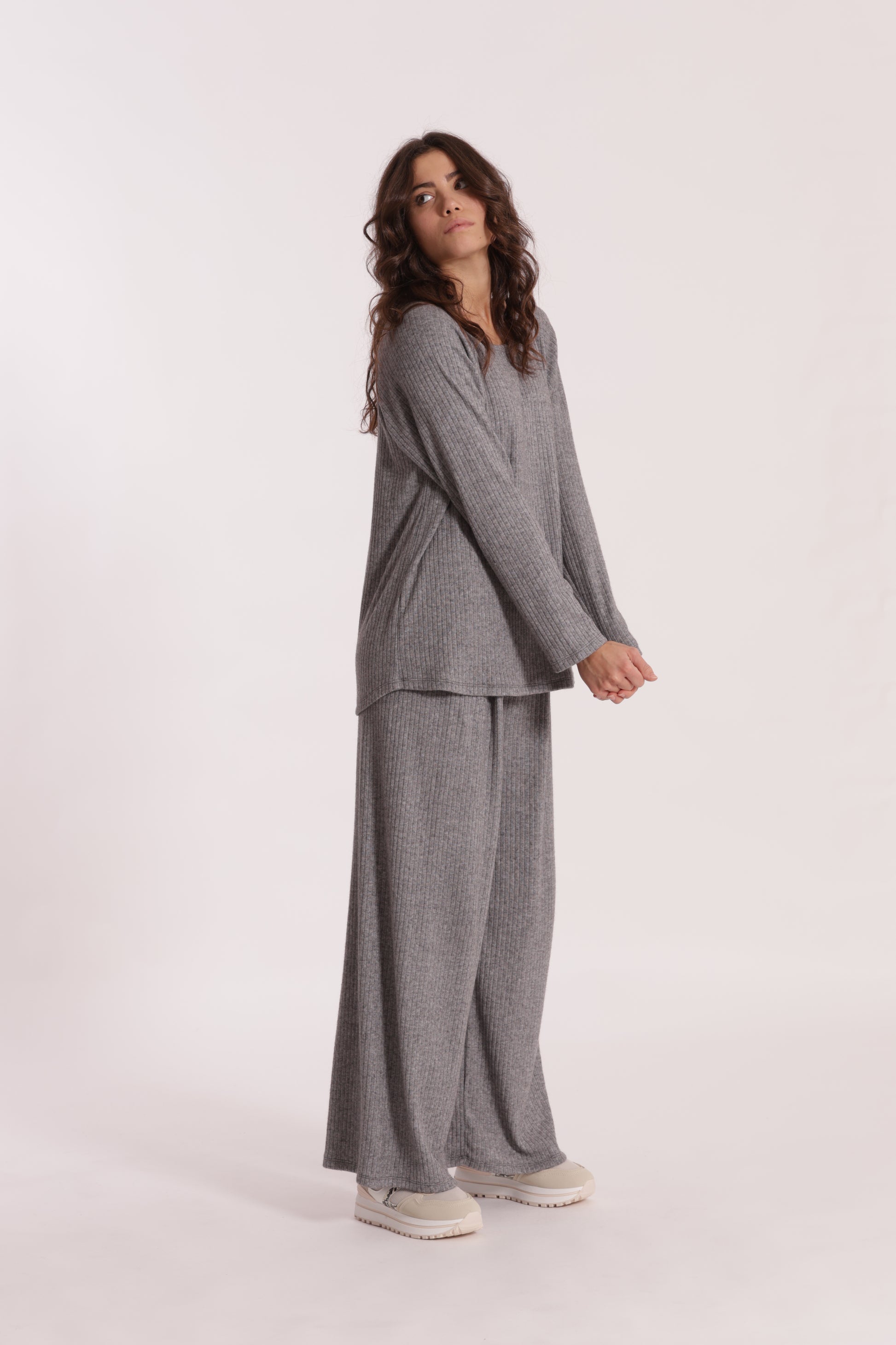PANTALONE PALAZZO IN MAGLIA A COSTE