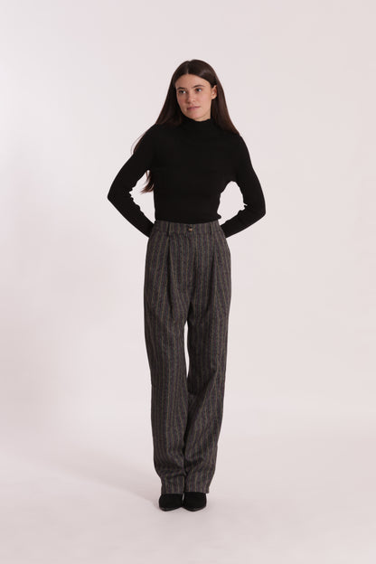 PANTALONE PALAZZO GESSATO EFFETTO JEANS
