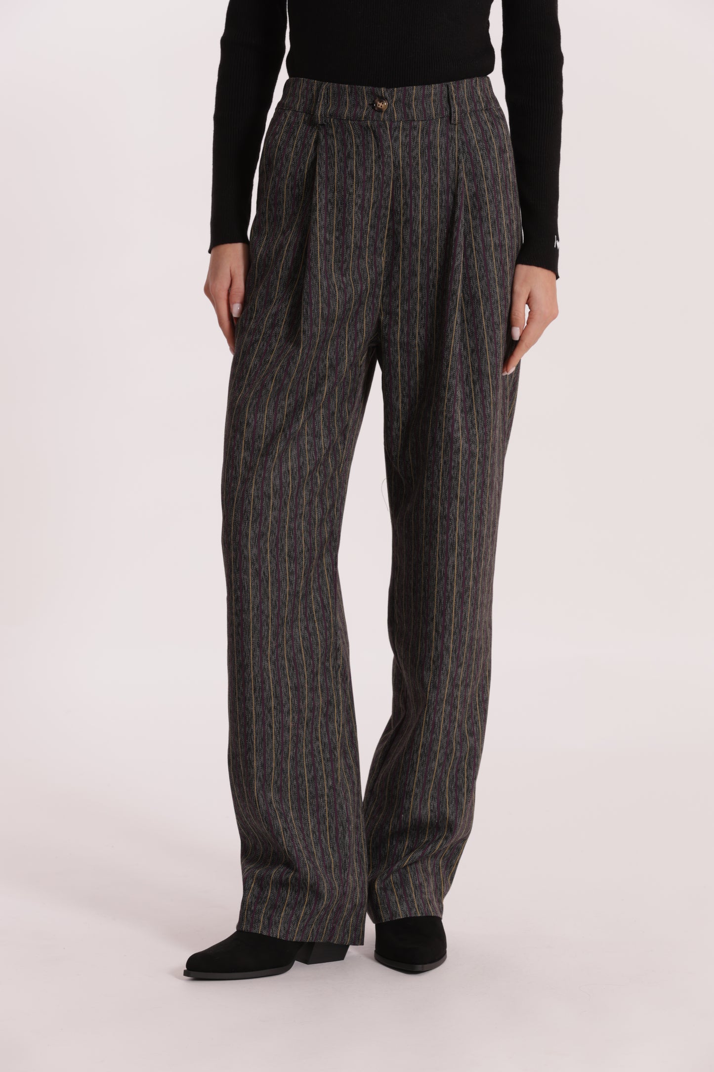 PANTALONE PALAZZO GESSATO EFFETTO JEANS