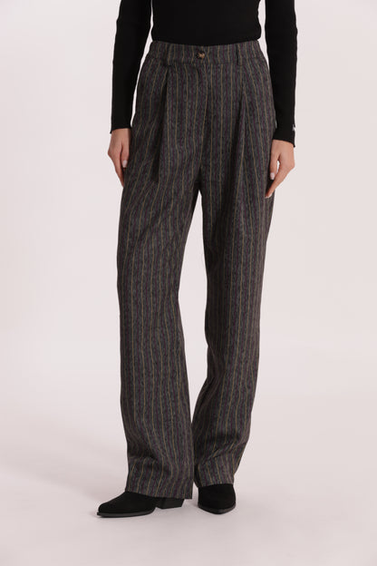 PANTALONE PALAZZO GESSATO EFFETTO JEANS
