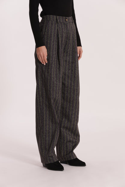 PANTALONE PALAZZO GESSATO EFFETTO JEANS