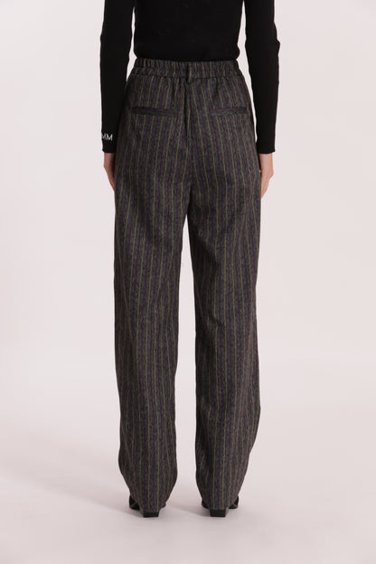PANTALONE PALAZZO GESSATO EFFETTO JEANS