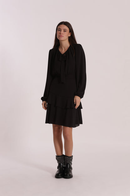 ABITO CORTO IN GEORGETTE CON ROUCHES