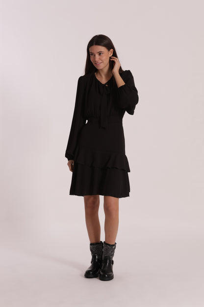 ABITO CORTO IN GEORGETTE CON ROUCHES