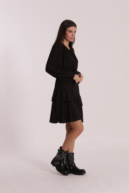 ABITO CORTO IN GEORGETTE CON ROUCHES