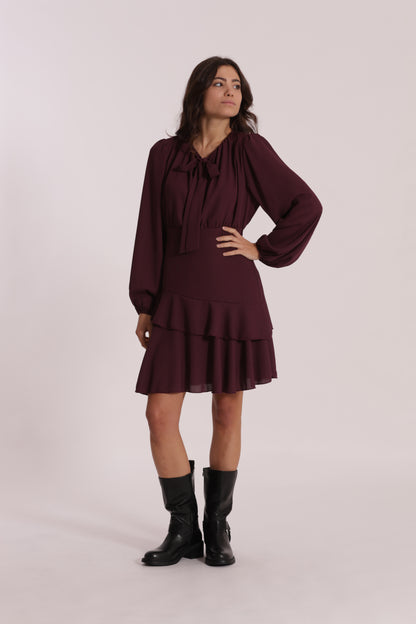 ABITO CORTO IN GEORGETTE CON ROUCHES