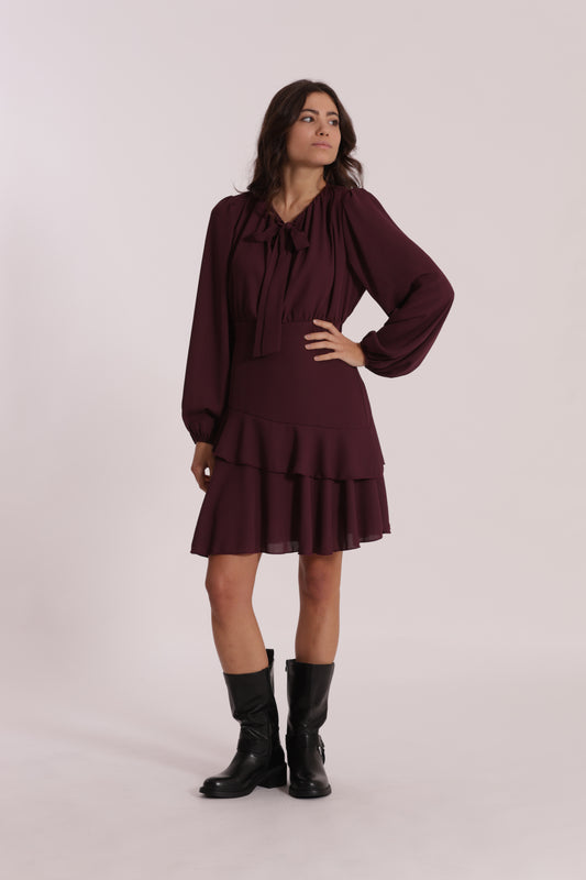 ABITO CORTO IN GEORGETTE CON ROUCHES