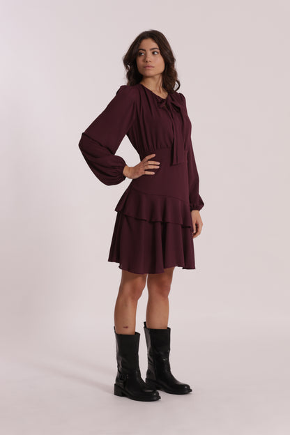 ABITO CORTO IN GEORGETTE CON ROUCHES