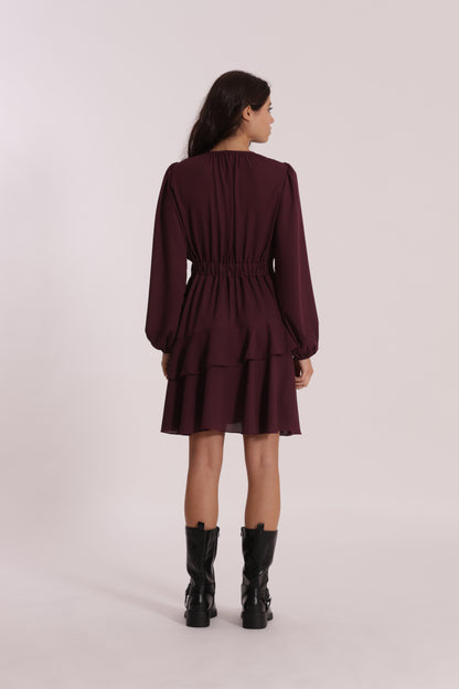 ABITO CORTO IN GEORGETTE CON ROUCHES