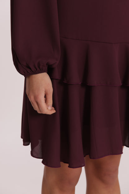 ABITO CORTO IN GEORGETTE CON ROUCHES