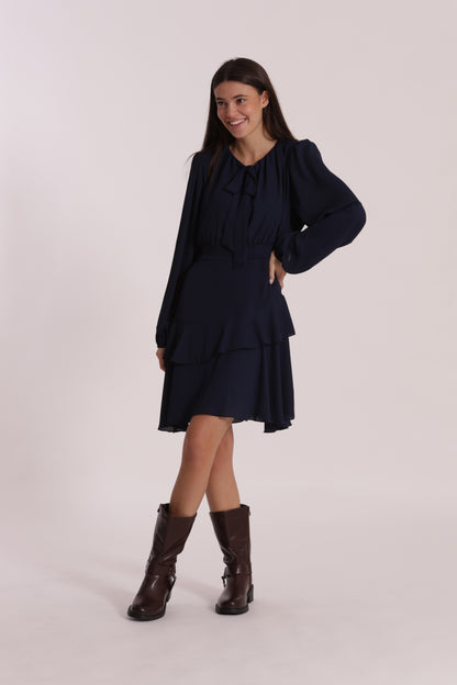 ABITO CORTO IN GEORGETTE CON ROUCHES