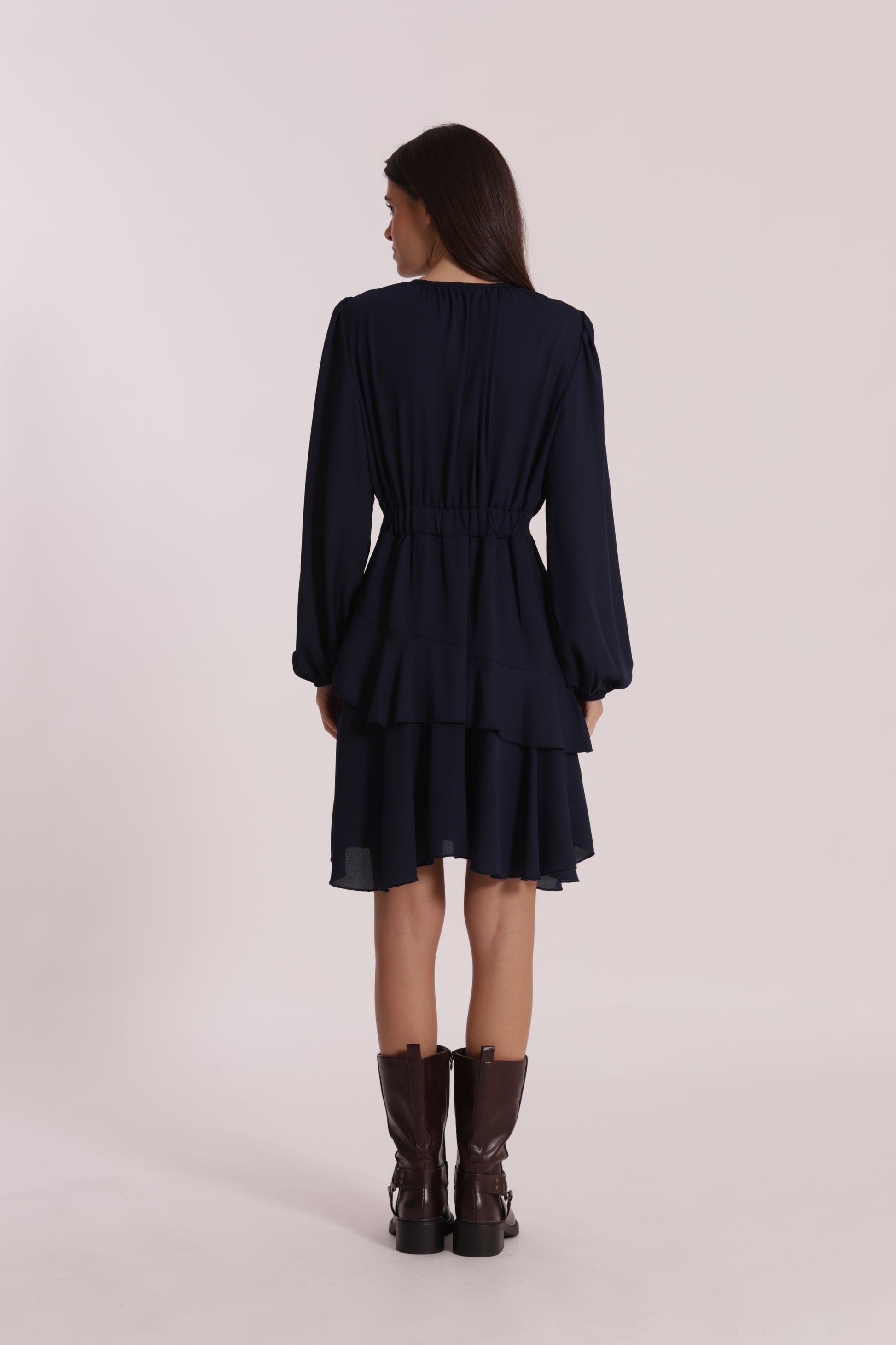 ABITO CORTO IN GEORGETTE CON ROUCHES
